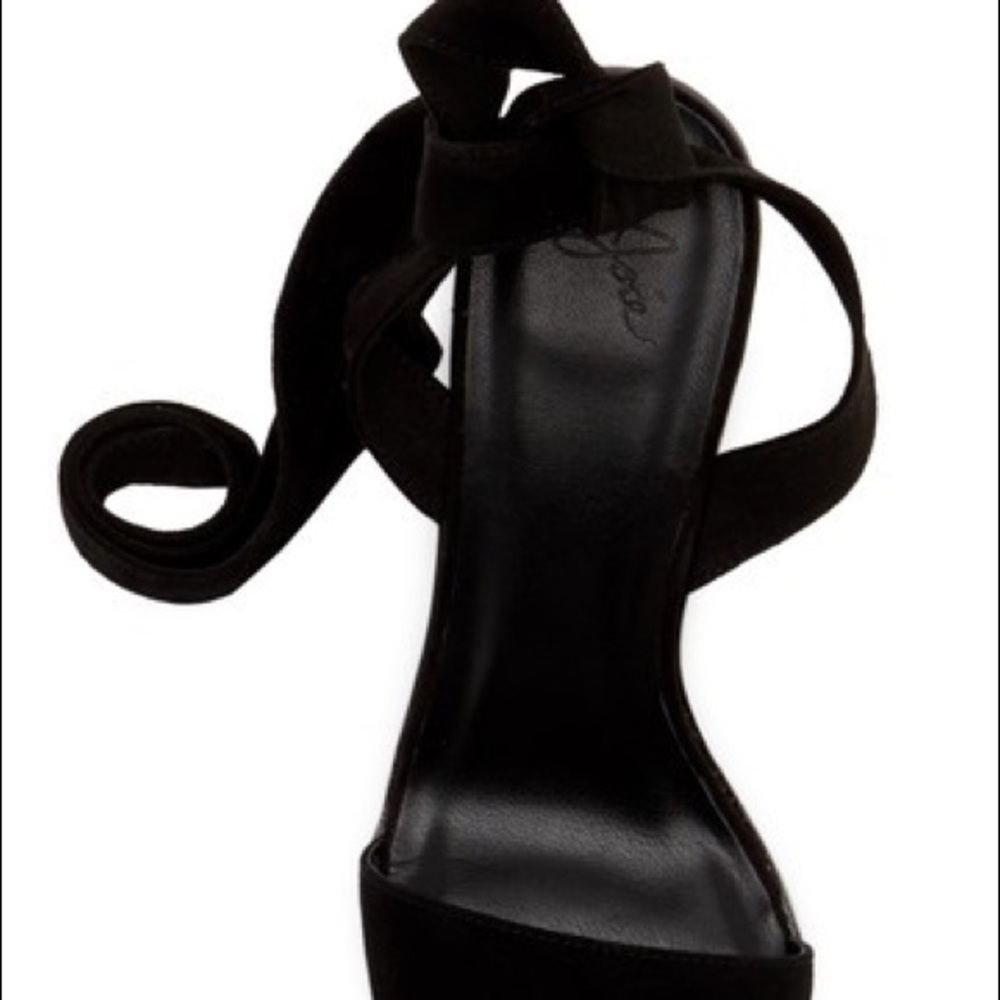 Joie Oki Ankle Tie Suede Sandal Black Block Heeled NWOT - Picture 7 of 12